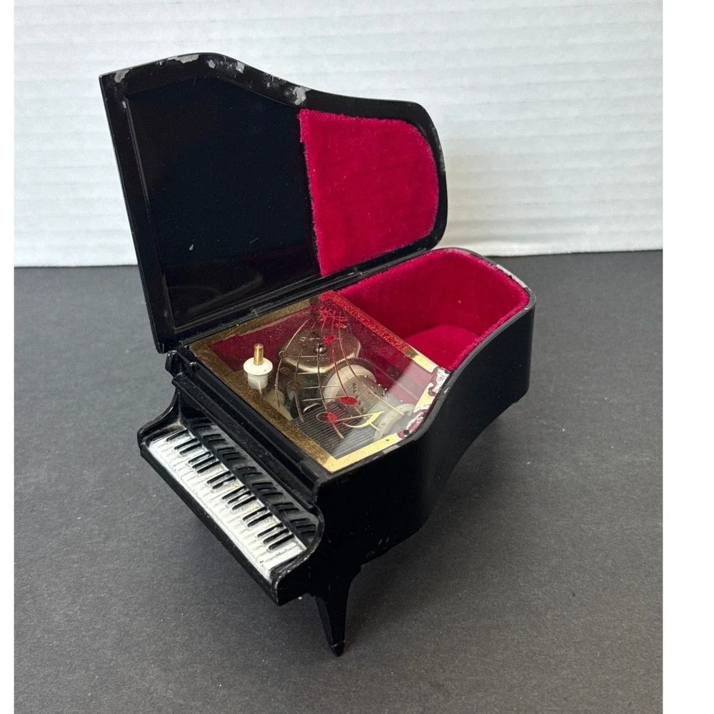 Vintage Westland Black Grand Piano Music Box Memory Made in Japan Trinket Box